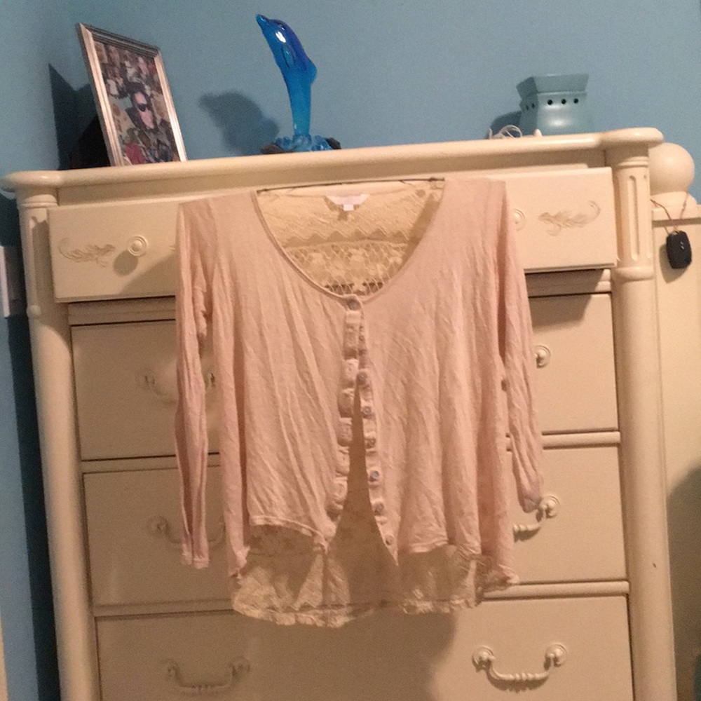 Light pink and cream lace cardigan